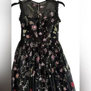 MORGAN & CO. JUNIOR’S WOMENS FLORAL EMBROIDERED FIT FLARE DRESS SZ 3